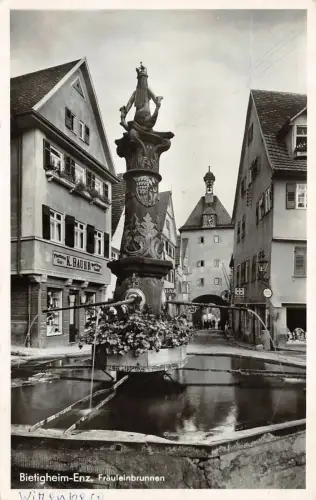 Bietigheim-Enz Fräuleinbrunnen Baden-Württemberg Postkarte AK 1938