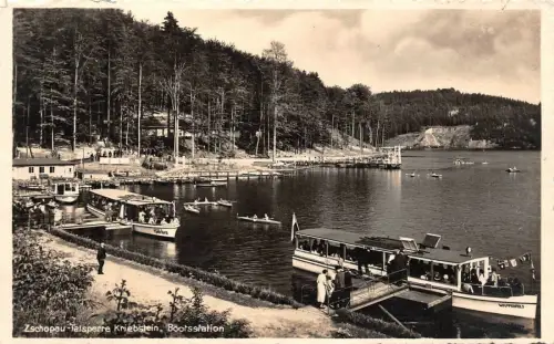 Zschopau-Talsperre Kriebstein Bootsstation Postkarte AK 1940