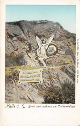 Zweikaiserdenkmal am Trothaerfelsen Sachsen-Anhalt Postkarte