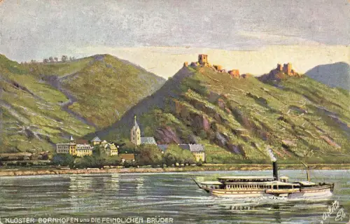 Kloster Bornhofen mit Feindlichen Brüder Rheinland-Pfalz Tuck Oilette AK
