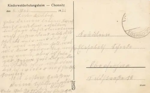 Kindererholungsheim in Chemnitz Sachsen Postkarte AK 1921