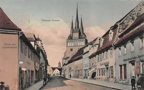 Gruss aus Lommatzsch Döbelner Strasse Postkarte AK 1910