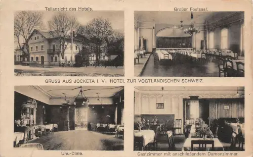 Gruss aus Jocketa i. V. Hotel zur Vogtländischen Schweiz Postkarte AK