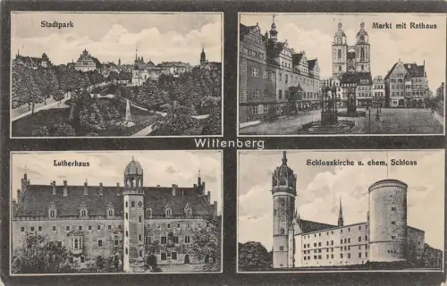 Lutherhaus, Markt mit Rathaus, Schloss Wittenberg Sachsen-Anhalt AK 1933