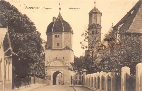 Memmingen i. Bayern Westtor Postkarte AK 1908