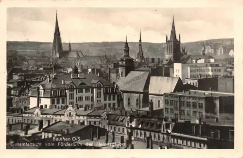 Schlesien Gesamtansicht vom Förderturm der Heinitzgrube Fotokarte 1942