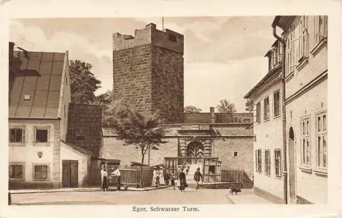 Ansicht Schwarzer Turm in Eger Böhmen Postkarte AK 1918