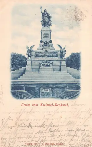 Gruss vom National-Denkmal Niederwald Postkarte AK 1900