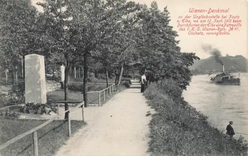 Ulanen Denkmal Ulanen Regiment 17 Pirna an der Elbe Sachsen Postkarte AK 1917