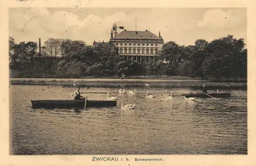 Zwickau i. S. Schwanenteich Postkarte AK 1911