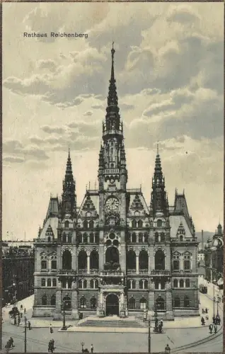 Rathaus Reichenberg Liberec Postkarte AK