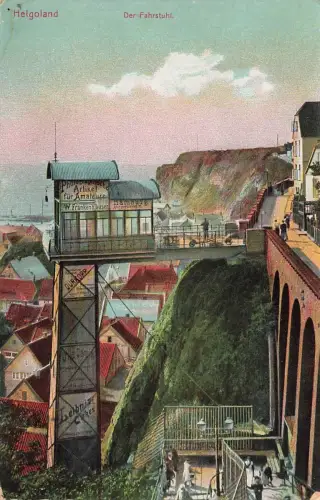 Der Fahrstuhl in Helgoland Schleswig-Holstein Postkarte AK 1914