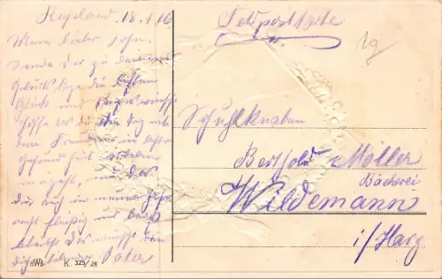 Herzliche Geburtstagsgrüße mit Kranz Patriotika Postkarte mit Prägung AK 1916