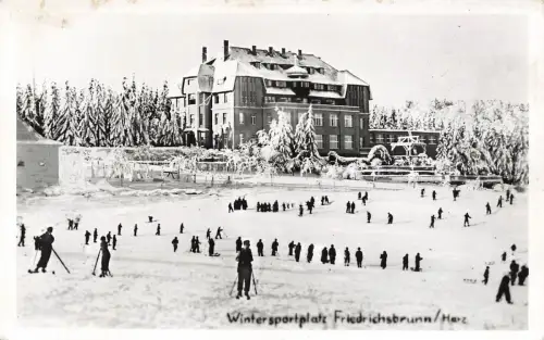Wintersportplatz Friedrichsbrunn Harz Sachsen-Anhalt Postkarte AK