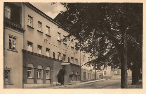 Hotel Sächsischer Hof Scheibenberg im Erzgebirge Sachsen Postkarte AK 1935