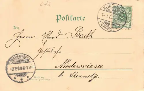 Gruss aus Klingenthal Kirche, Albertsturm Vogtland Sachsen Litho AK 1900