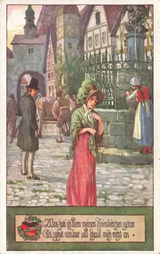 Spruchkarte, Künstlerkarte E. Kutzer Bund der Deutschen in Böhmen AK 1913