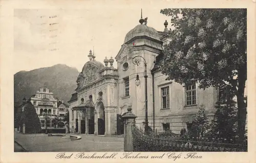Kurhaus und Café Flora in Bad Reichenhall Bayern Postkarte AK 1934