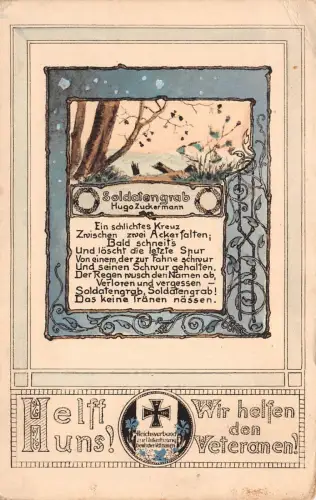 Reichsverbund z. Unterstützung dt. Veteranen Soldatengrab Patriotika Postkarte