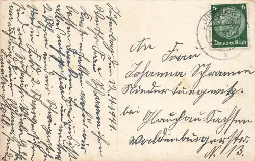 Fröhliche Ostern Schaf Lamm Kinder Kleidung Erwachsene Postkarte AK 1941