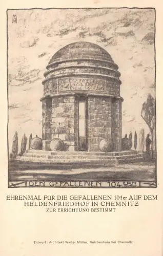 Chemnitz Heldenfriedhof Ehrenmal für die Gefallenen AK