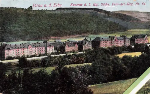 Kaserne des Artillerie Regt. Nr. 64 Pirna an der Elbe Sachsen Postkarte AK 1917
