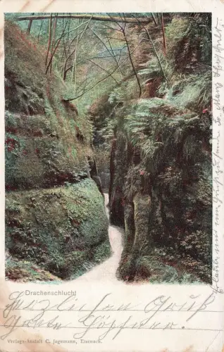Drachenschlucht in Eisenach Thüringen Postkarte AK 1901