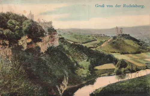 Gruß von der Rudelsburg in Naumburg Sachsen-Anhalt Postkarte AK 1909