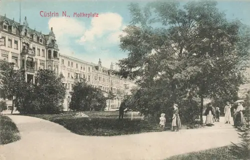 Cüstrin N. (Kostrzyn nad Odrą) Mollkeplatz Postkarte AK
