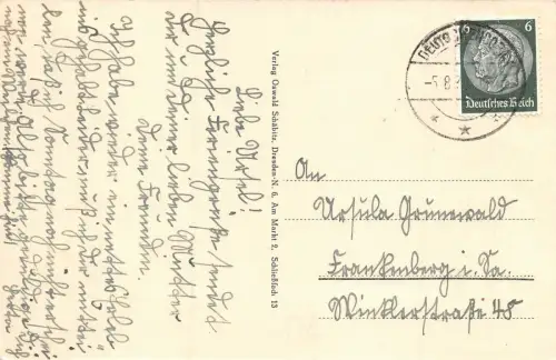 Partie am Teich mit Kirche in Deutschenbora Sachsen Postkarte AK 1935