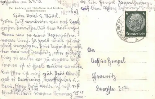 Stadtansicht Sachsenberg-Georgenthal Aschberg Sachsen Postkarte AK 1940