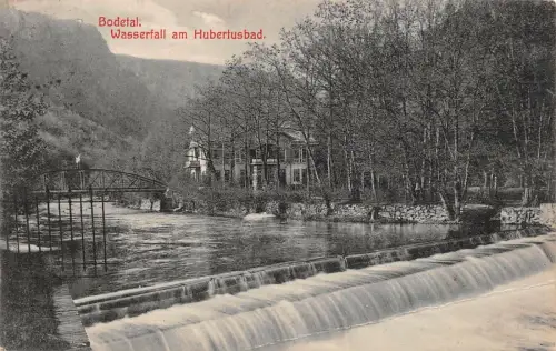 Wasserfall am Hubertusbad Bodetal Sachsen-Anhalt Postkarte AK 1913