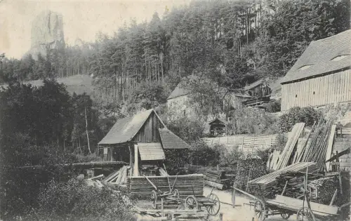 Mühle mit Talwächter Rathen an der Elbe Sächsische Schweiz Sachsen AK