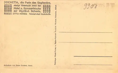 Jocketa Vogtland Hotel zur Vogländ. Schweiz Teilansicht Postkarte
