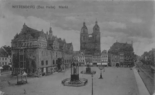 Markt Wittenberg Sachsen-Anhalt Postkarte AK 1919