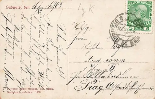 Ansicht Justizpalast in Budweis Böhmen Postkarte AK 1908