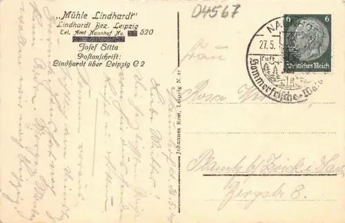 Mühle Lindhardt Bez. Leipzig Postkarte AK