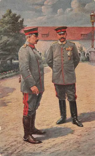 Hindenburg und Wilhelm II. im Schloss zu Posen Rotkreuz Patriotika Postkarte AK