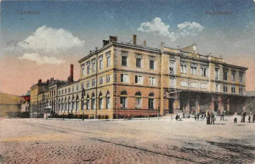 Chemnitz Hauptbahnhof Postkarte AK 1921