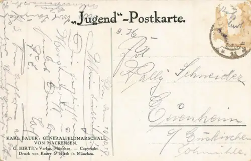 Karl Bauer Generalfeldmarschall von Mackensen Portrait Patriotika Postkarte