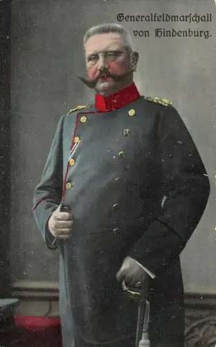 Generalfeldmarschall von Hindenburg mit Portrait Patriotika Postkarte AK