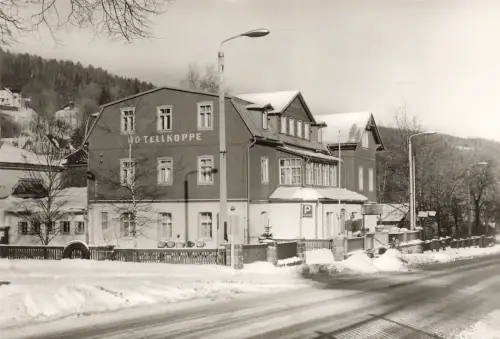 HO-Hotel Tellkoppe im Winter in Kipsdorf Sachsen Postkarte AK