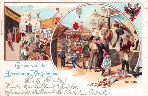 Gruss von der Dresdner Vogelwiese Postkarte AK 1904