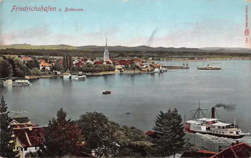 Friedrichshafen a. Bodensee Dampfer Baden-Württemberg Postkarte AK