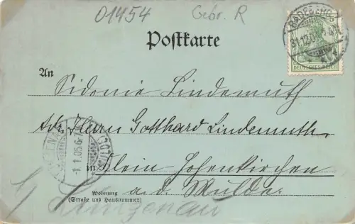 Gruss aus Radeberg i. S. Kirche Schule Herzlichen Glückwunsch Neujahr AK 1905