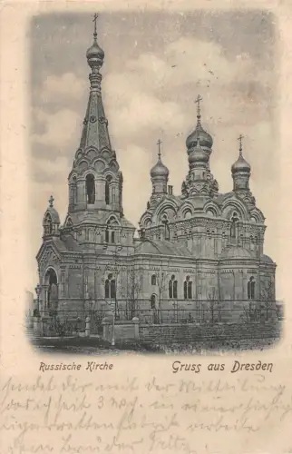Gruss aus Dresden mit Russischer Kirche Sachsen Postkarte AK 1902