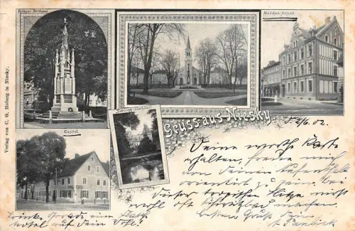 Gruss aus Niesky Sachsen Gasthof Postkarte gel. 1902