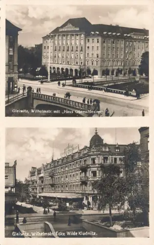 Wilhelmstr Ecke Wilde Klodnitz und Haus Oberschlesien Gleiwitz Schlesien AK 1938