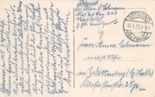 Lissa i. P. Villenviertel mit kath. Lehrerinnen-Seminar Feldpostkarte AK 1917