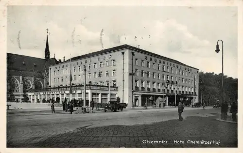 Hotel Chemnitzer Hof Chemnitz Sachsen Postkarte AK 1937